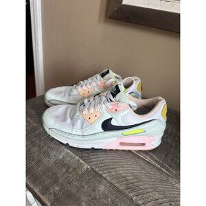 Nike Women’s Air Max 90 Sneakers in White, Black, Pastel Pink & Yellow